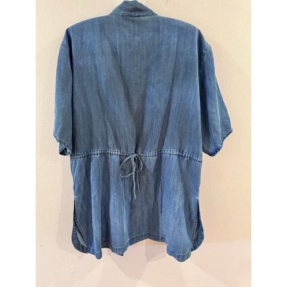 Style & Co Womens Embroidered Open Front Chambray Kimono Medium Pockets Teacher - Picture 9 of 9